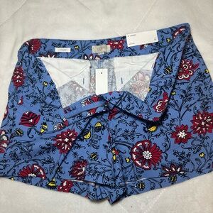 LOFT High Waist Floral Red and Blue Shorts